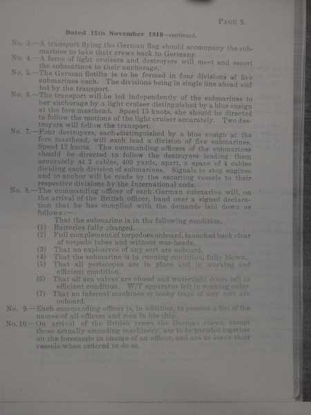 Naval Armistice terms with a complete list of the interned German High Seas Fleet (10)