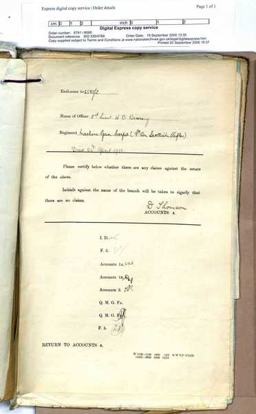 Official documents relating to the accounts of William Binning after his death (1)