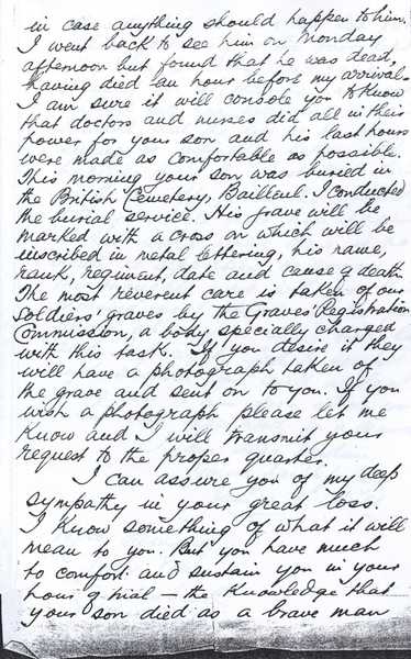 Letter to William Binning's parents  from the Church of Scotland Minister (2)