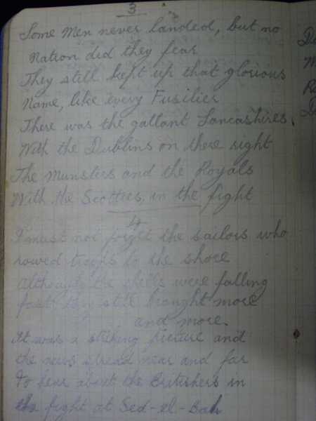 Notebook of Private Arthur Snape of the 1/8th Lancs Fusiliers, including notes on training, poems, and diary (47)