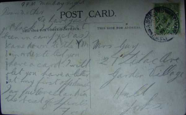 Postcard from Private Frederick Guy (2)