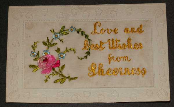 Embroidered card 'Love and best wishes from Sheerness' (1)