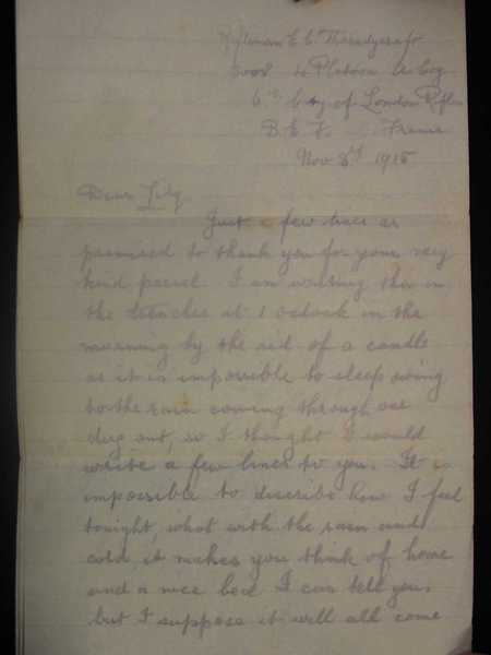 Letter from Pte Edward Thorndycraft to Miss Lily Freeman (3)