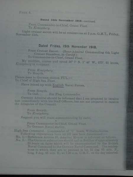 Naval Armistice terms with a complete list of the interned German High Seas Fleet (9)