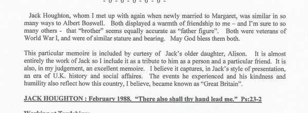 Memoirs of Jack Houghton.  Teacher, Soldier and Gentleman (1)