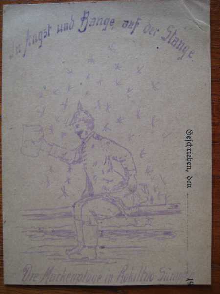 Drawing. German soldier holding letter. (1)