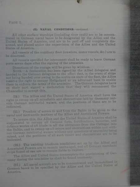 Naval Armistice terms with a complete list of the interned German High Seas Fleet (3)