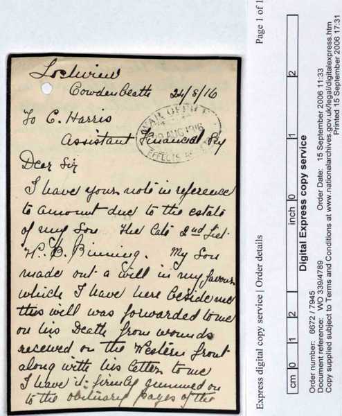 Official documents relating to the accounts of William Binning after his death (15)