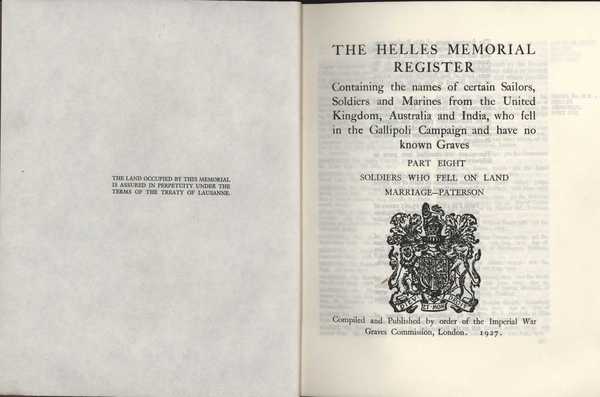 Grave Register for the Helles Memorial, Gallipoli (2)