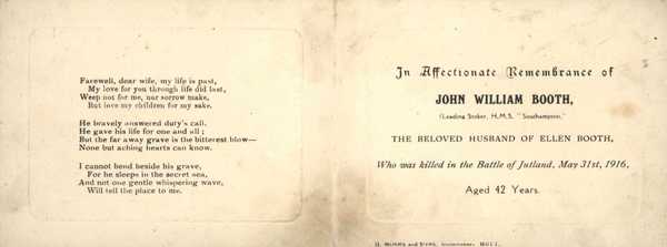 In memorium card for John William Booth (2)