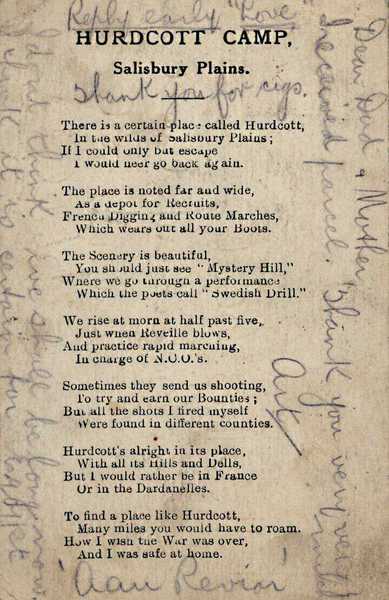 Postcard bearing poem, sent by Arthur Blades (1)