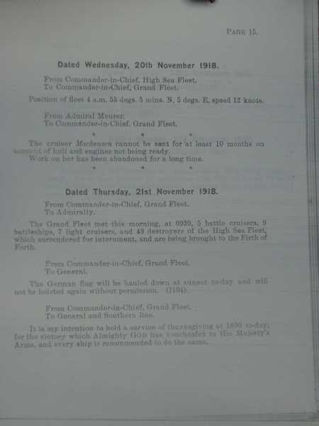 Naval Armistice terms with a complete list of the interned German High Seas Fleet (16)