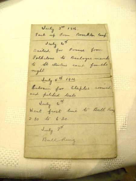 Photographs of the diary of Corporal John Henry Kelty (1)