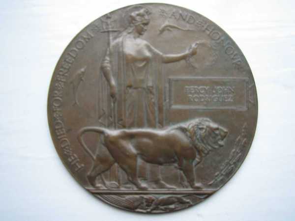 Bronze Memorial Plaque for 2nd Lieutenant Percy John Rodriguez (1)