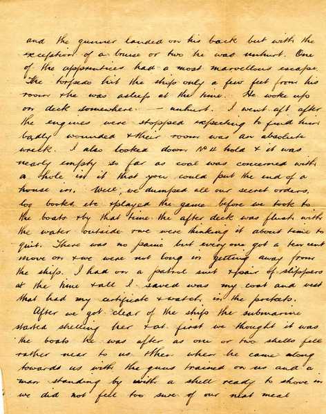 Letter from Captain Charles S. Smith describing a torpedo attack (3)