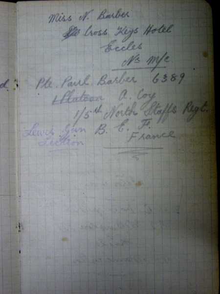 Notebook of Private Arthur Snape of the 1/8th Lancs Fusiliers, including notes on training, poems, and diary (39)