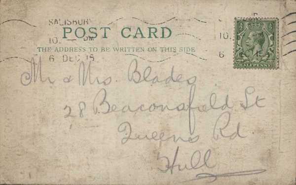 Postcard bearing poem, sent by Arthur Blades (2)