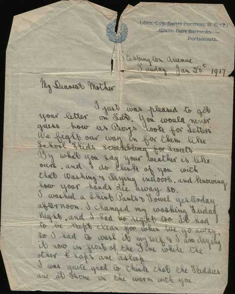 Letter from Gunner Alfred Beaumont R.F.A. (1)