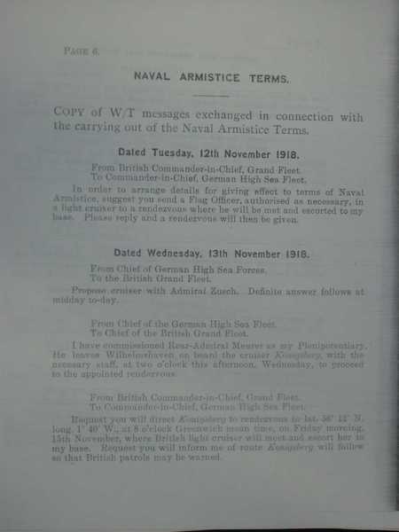 Naval Armistice terms with a complete list of the interned German High Seas Fleet (7)