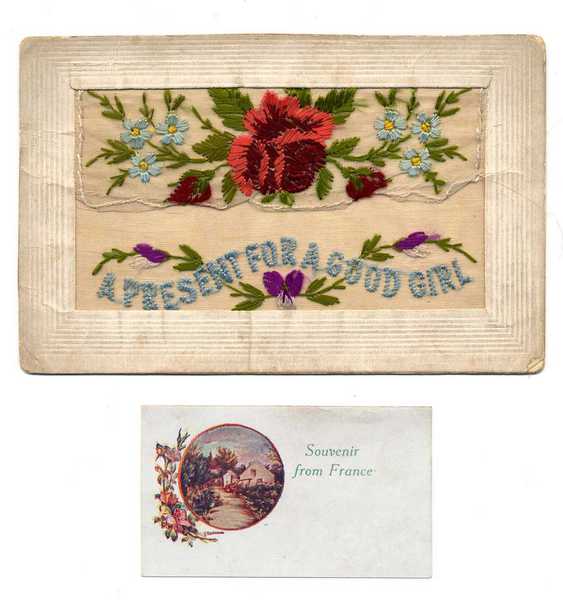 'A present for a good girl': Embroidered postcard from Harry Cochrane (1)