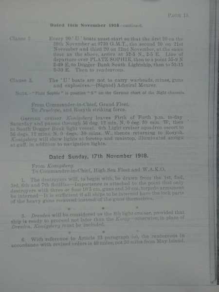 Naval Armistice terms with a complete list of the interned German High Seas Fleet (14)