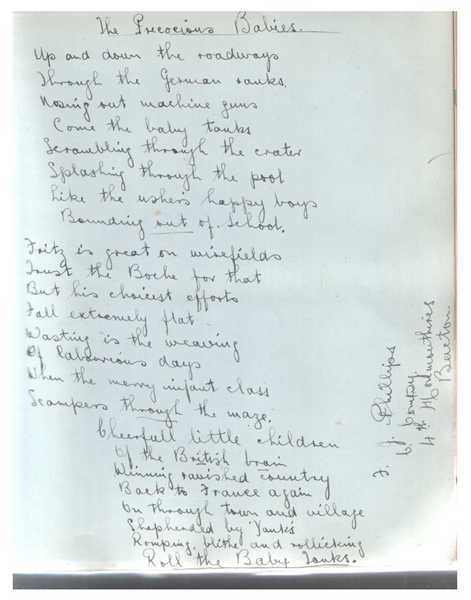 Daisy Husband's story, including 'Baby Tanks' poem from her album (1)