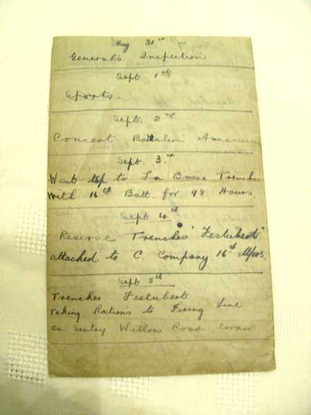Photographs of the diary of Corporal John Henry Kelty (6)