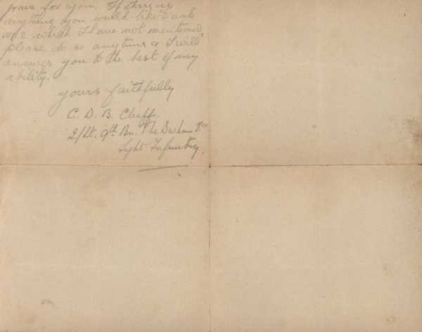 Letter to Mr G. Pitcher informing him of the death of his son, Walter Edward Pitcher (2)