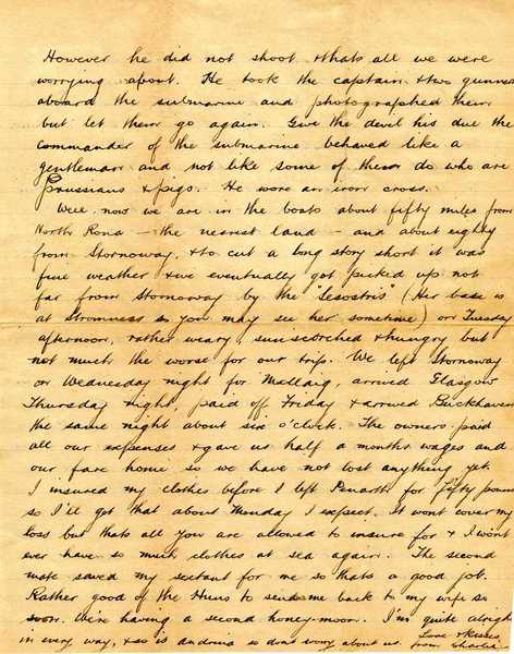 Letter from Captain Charles S. Smith describing a torpedo attack (4)