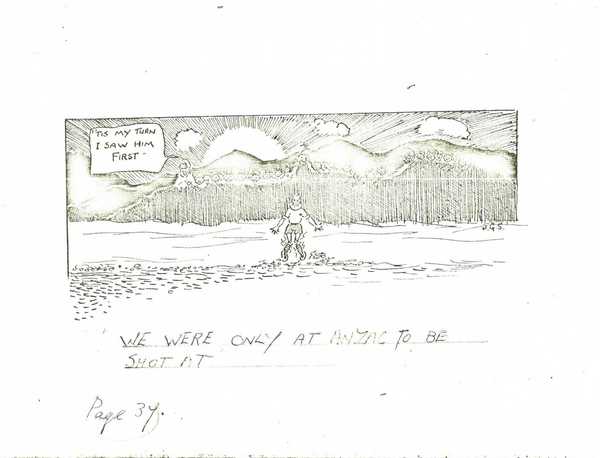 Cartoons from the diary of John George Shellard who served with the London Regiment in the First World War. (1)